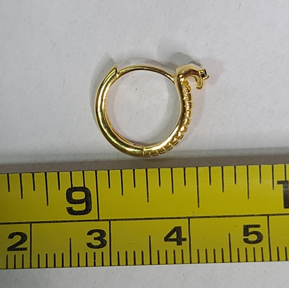 925 Sterling Silver Yellow Gold Zircon Cobra Snake Serpent - Picture 4 of 12